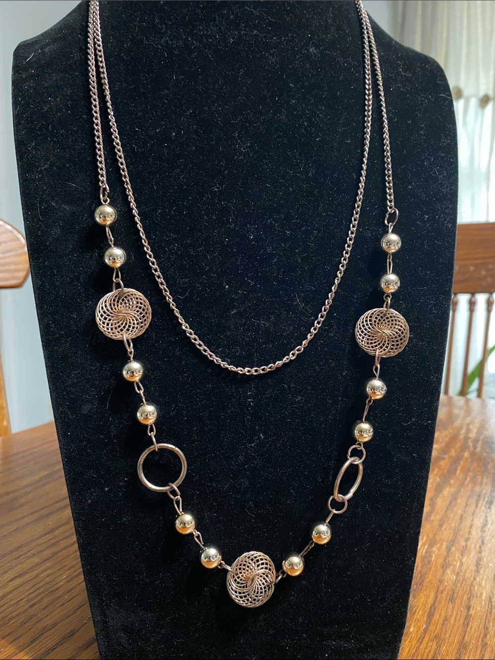 Rose Gold Layered Filigree Necklace